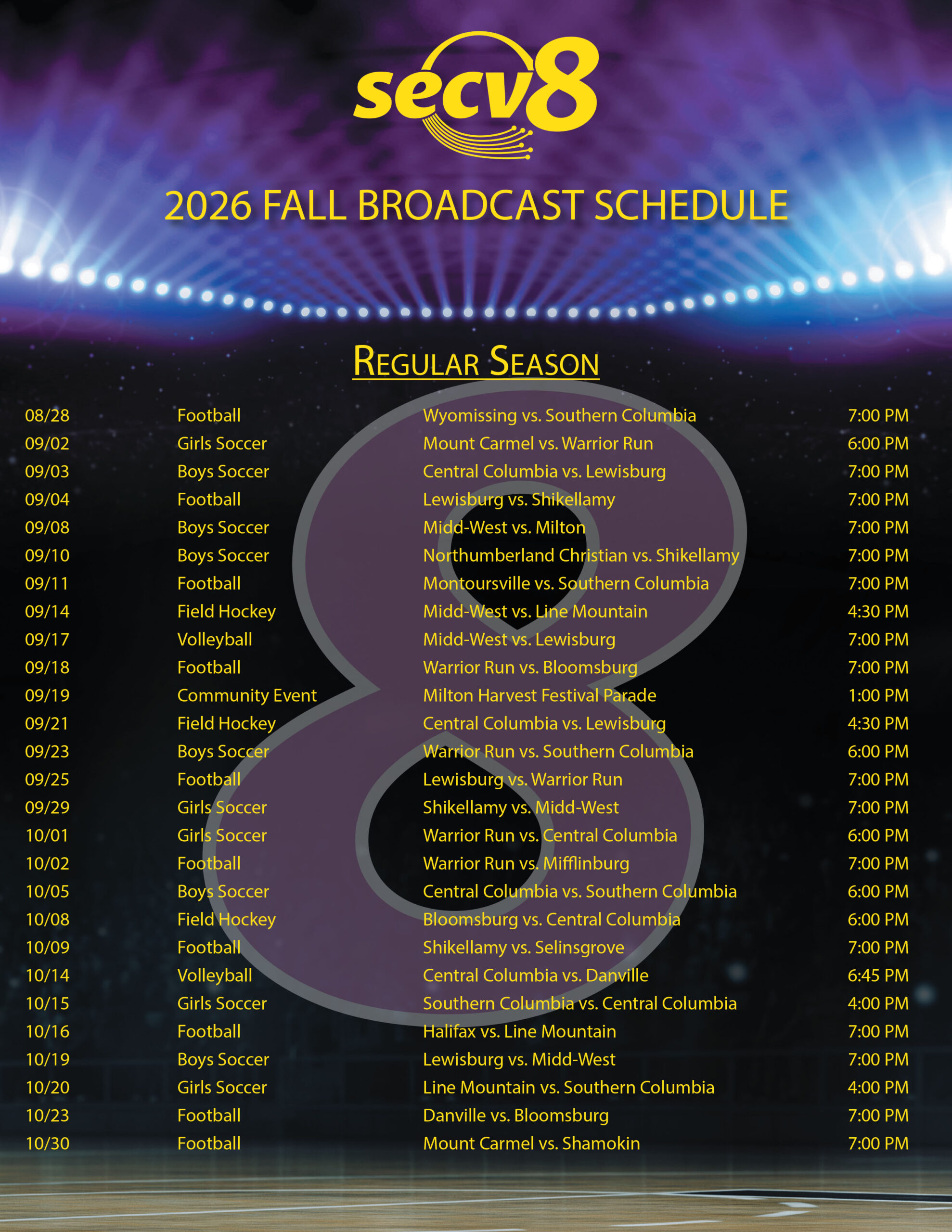 Broadcast Schedule Template Fall 2026