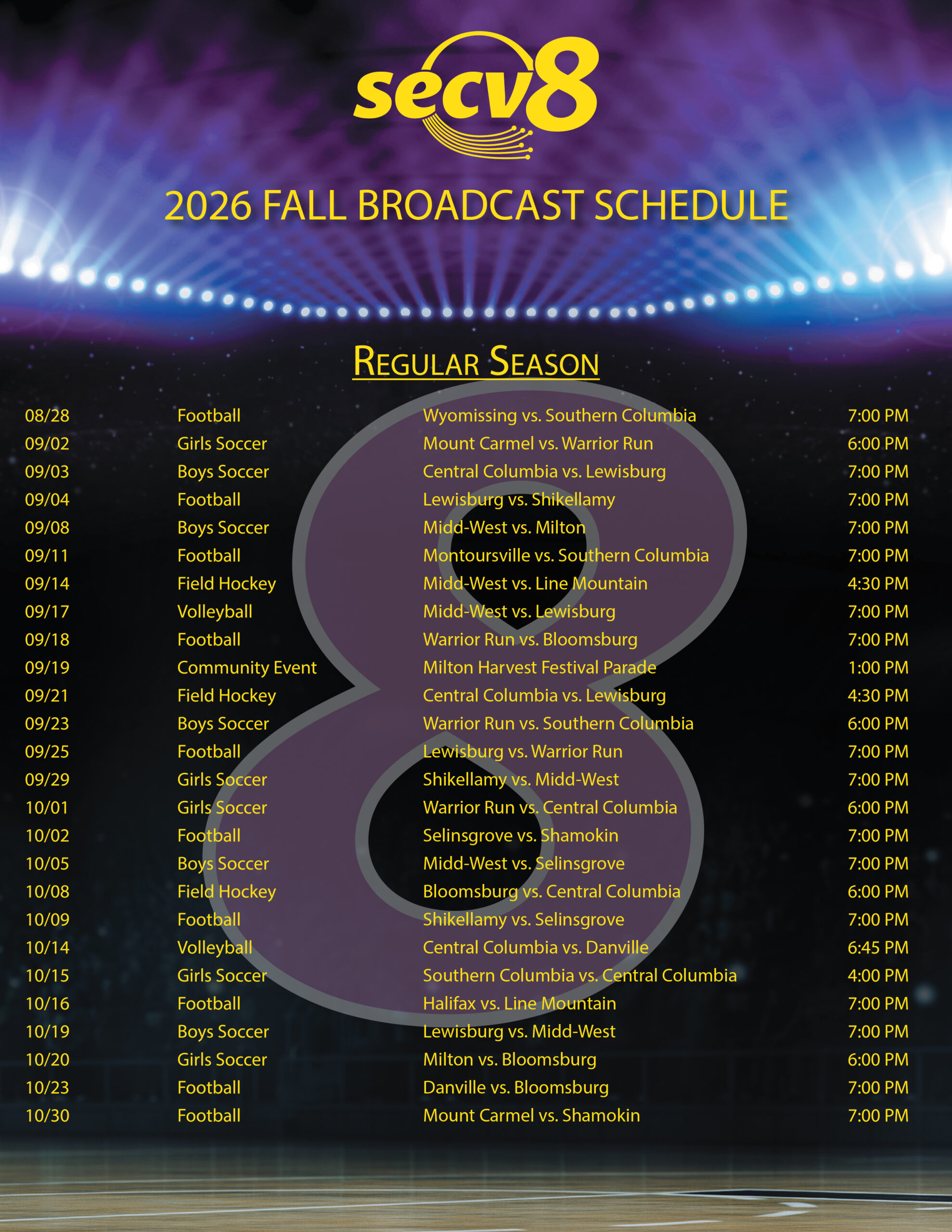 Broadcast Schedule Template Fall 2026 Change 4